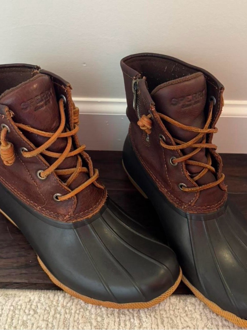 Sperry Saltwater Duck Boots Brown Leather Waterproof Women’s 7